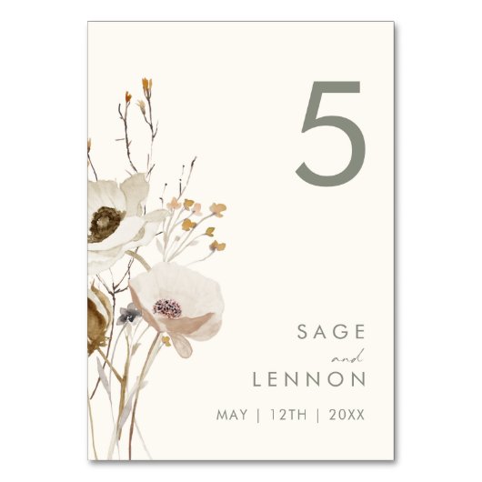 野お洒落花 |アイボリーテーブル番号 テーブルナンバー (正面)