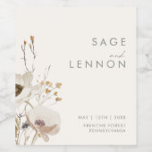 野お洒落花 |アイボリー結婚のワインラベル ワインラベル (シングルラベル)