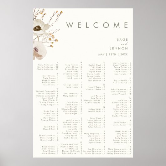 野お洒落花 |アルファベットアイボリー ポスター (正面)