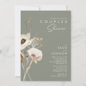 野お洒落花 | Sage Greenカップルのシャワー 招待状 (正面)