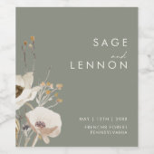 野お洒落花 | Sage Green 結婚's ワインラベル (シングルラベル)
