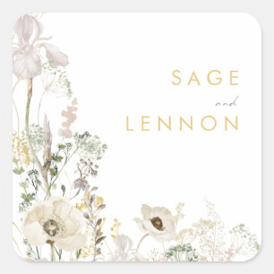 野お洒落草野結婚封筒用シール スクエアシール