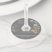 野お洒落野結婚花の水色 ワイングラスタグ (クローズアップ)