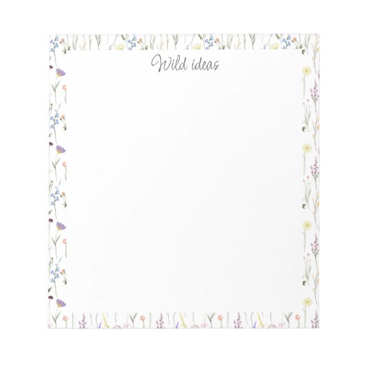 野かわいらし花パーソナライズされた野生アイディア ノートパッド (正面)