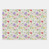 野かわいらし花ピンク、紫、白、黄 ラッピングペーパーシート (正面)