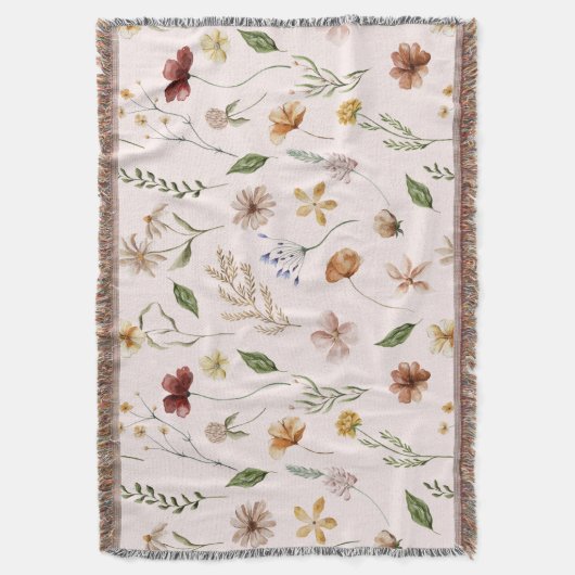 野かわいらし花フローラ植物性ピンク スローブランケット (正面縦)