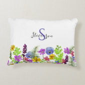 野かわいらし花名前をカスタムするとモノグラム アクセントクッション (裏面)