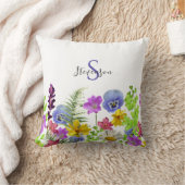 野かわいらし花名前をカスタムするとモノグラム クッション (ブランケット)