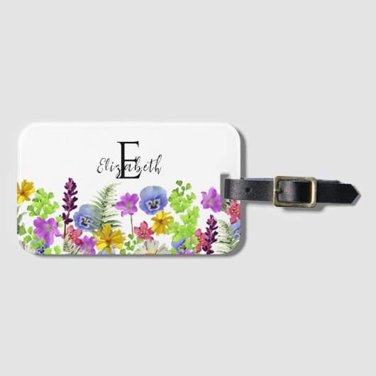 野かわいらし花名前をカスタムするとモノグラム ラゲッジタグ (正面横)