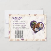 野かわいらし花紫色結婚植物園 出欠カード (正面)