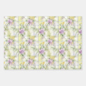 野かわいらし花紫、黄、緑 ラッピングペーパーシート (正面2)