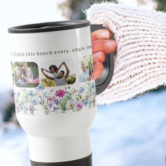 野かわいらし花5枚もし家族は花 トラベルマグ