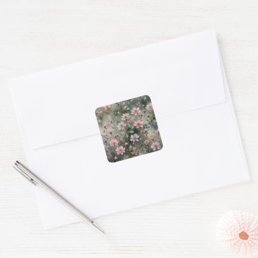 野かわいらし花 スクエアシール (封筒)