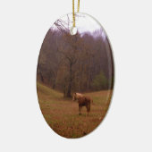 野に住むブラウンとブロンドの馬 セラミックオーナメント (左)