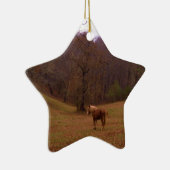野に住むブラウンとブロンドの馬 セラミックオーナメント (右)