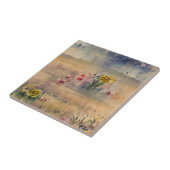 野に咲き乱れた青い空の芸術に黄色い花 タイル (側面)