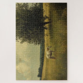 野に放牧する白馬 ジグソーパズル (縦)