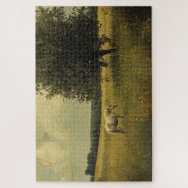 野に放牧する白馬 ジグソーパズル