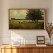 野に放牧する白馬 ポスター