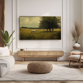 野に放牧する白馬 ポスター