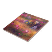 野に花ピンクの明るい赤紫色デジタルアート タイル (側面)