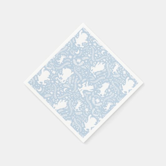 野の物が青い花の柄を描く場所 スタンダードカクテルナプキン (角)