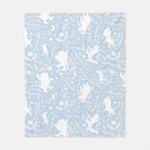 野の物が青い花の柄を描く場所 フリースブランケット (正面)