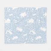 野の物が青い花の柄を描く場所 フリースブランケット (正面(横))