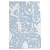 野の物が青い花の柄を描く場所 ミディアムペーパーバッグ (裏面)