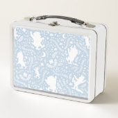 野の物が青い花の柄を描く場所 メタルランチボックス (正面)