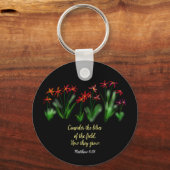 「野の百合を思え」マタイ6:28 キーホルダー (正面)