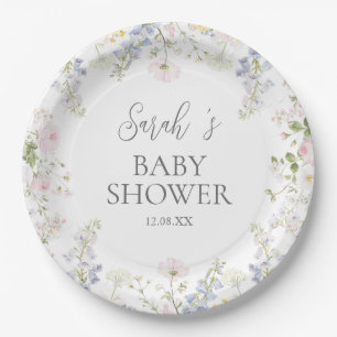 野の花が咲くベビー・イン・ブルーム・ベビーシャワー ペーパープレート