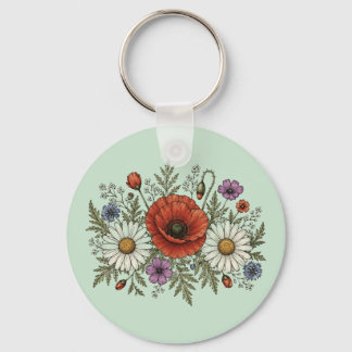 "野の花であれ" アルミ製サークルキーチェーン キーホルダー