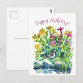 野の花とクロッカスハクセキレイ ポストカード (正面/裏面)