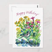 野の花とクロリドリ ポストカード (正面/裏面)