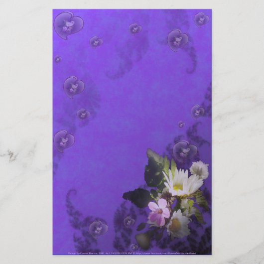 野の花とハート 便箋 (正面)