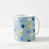 野の花とブラックベリーの花柄 コーヒーマグカップ (正面右)