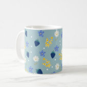 野の花とブラックベリーの花柄 コーヒーマグカップ (正面左)
