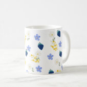 野の花とブラックベリーの花柄 コーヒーマグカップ (正面右)