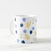 野の花とブラックベリーの花柄 コーヒーマグカップ (正面左)