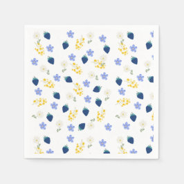 野の花とブラックベリーの花柄 スタンダードカクテルナプキン
