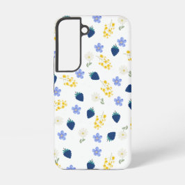 野の花とブラックベリーの花柄 SAMSUNG GALAXY S22ケース