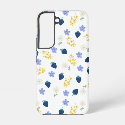 野の花とブラックベリーの花柄 SAMSUNG GALAXYケース (裏面)