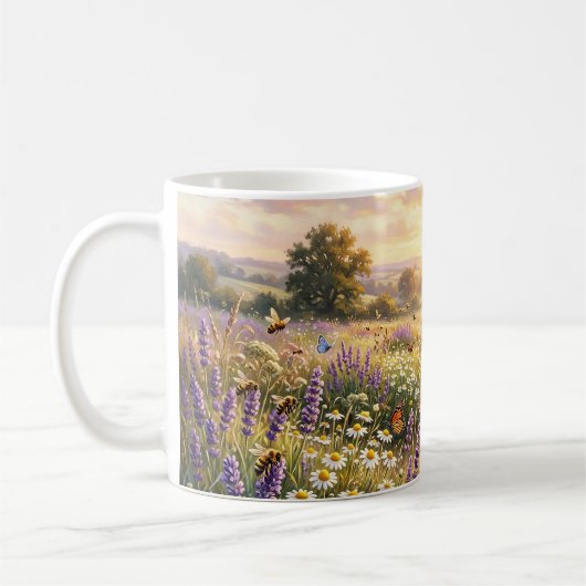 野の花と可愛いコテージ コーヒーマグカップ (左)