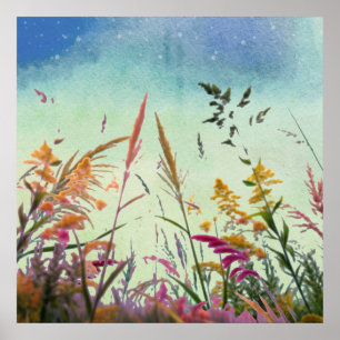 野の花と星 ポスター