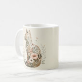 野の花と猫のシルエット マグカップ フラワー ボホー (正面左)