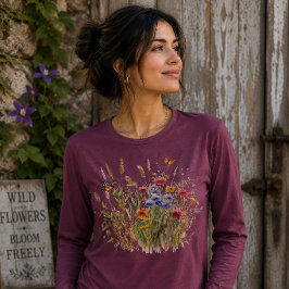 野の花と蝶々 トライブレンドTシャツ