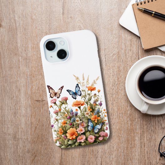 野の花と蝶々 水彩画の庭園 Case-Mate iPhoneケース