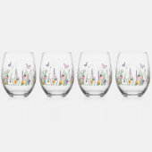 野の花と蝶結婚の ステムなしワイングラス (裏面)