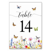 野の花と蝶結婚の テーブルナンバー (裏面)